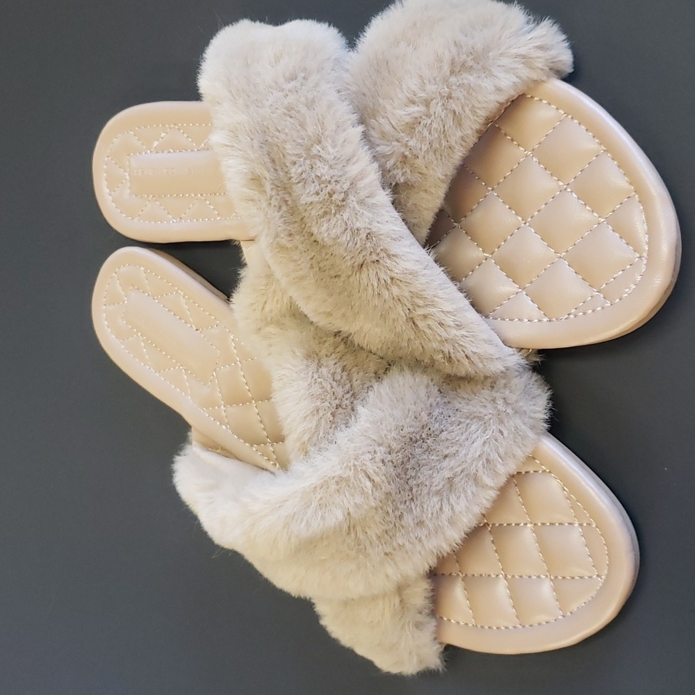 French Connection Quilted, Plush Crossover Slippers